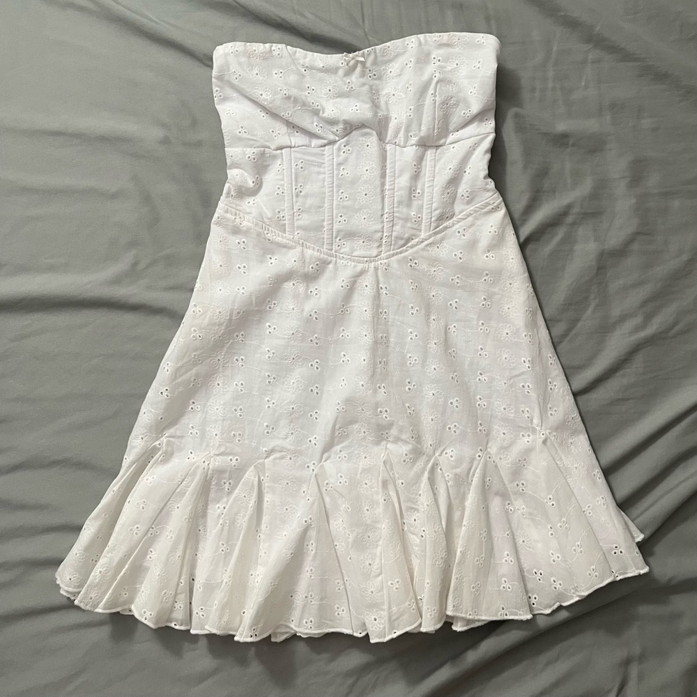 White Eyelet Strapless Dress